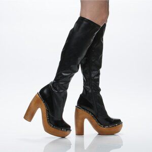 NIB Jeffrey Campbell Dufour Hi Platform Stretch Boot Faux Leather 9M